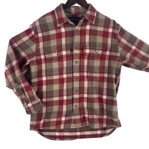 Abercrombie & Fitch Men’s 90s Oversized Flannel Shirt S Red Tan Plaid Button-Up